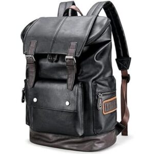 CHAO RAN Mochila de cuero vintage para ordenador portátil_1