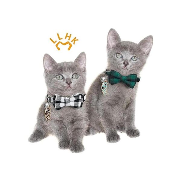 LLHK Paquete de 4 collares de gato pequeños con pajarita y