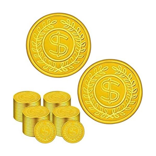 Juego de monedas de oro de plástico de 100 unidades_1