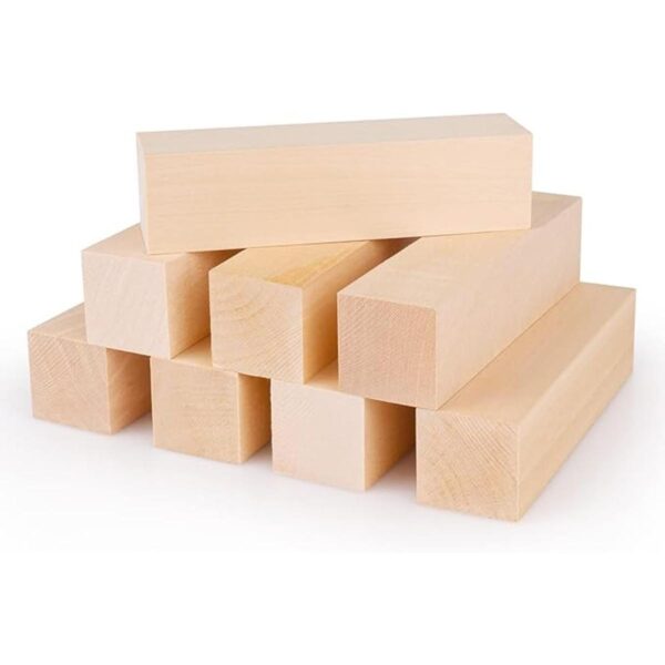 Paquete de 8 bloques de tallado de tilo de 6 x 1.5 x 1.5