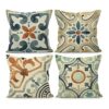 Liosei Juego de 4 fundas de almohada de lino con mandala_1