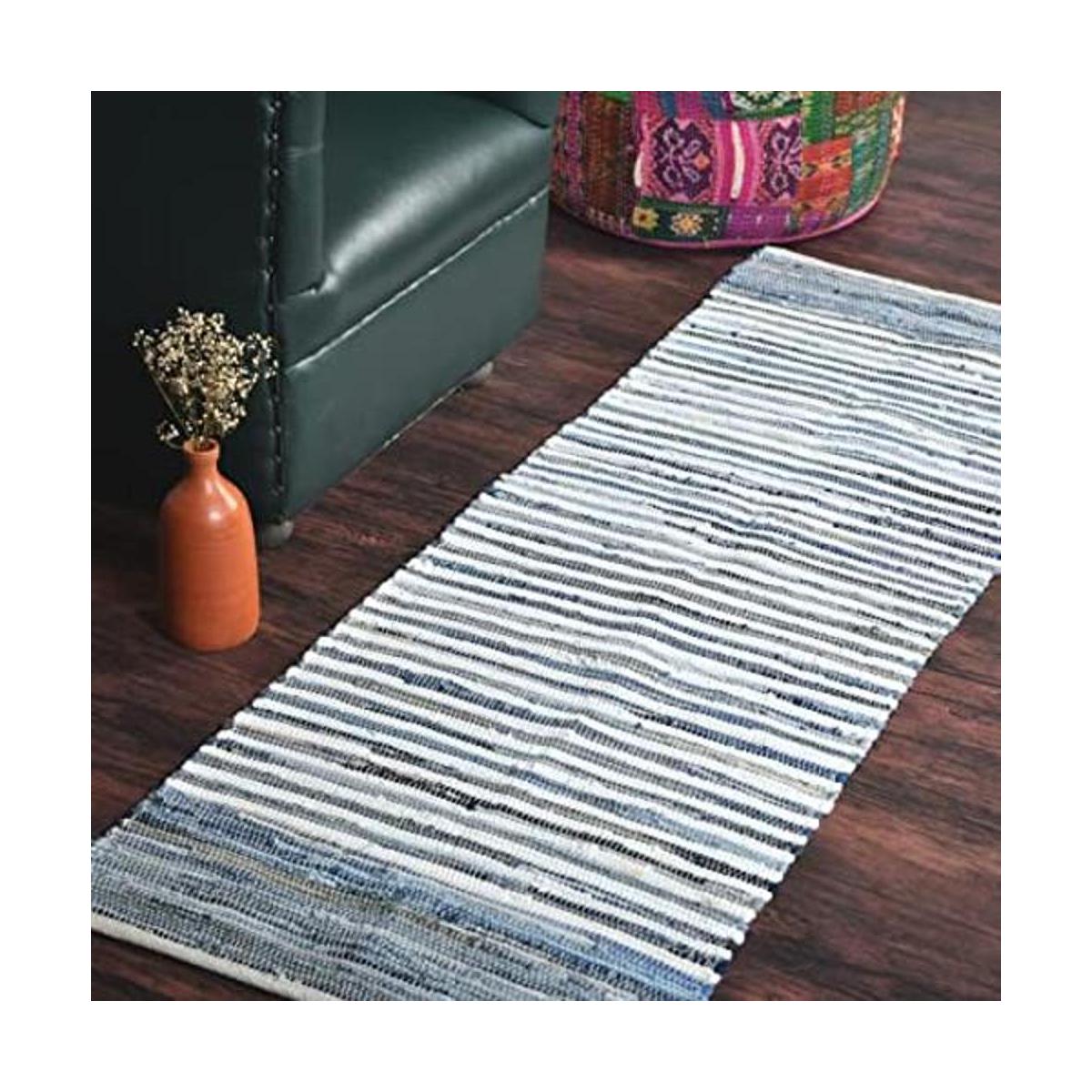 HOMEMONDE Alfombra de área de 2 x 6 pies hecha a mano de