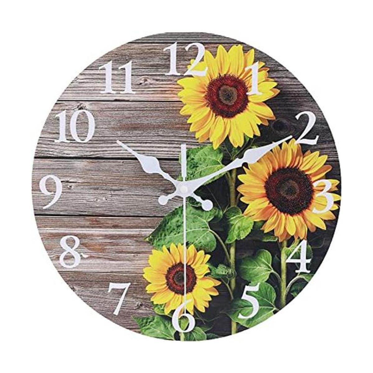 EZXZZ Reloj de pared redondo con diseño de girasol de 10
