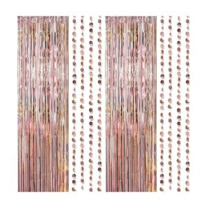 Decoración de fiesta de oro rosa con flecos de oropel con_1