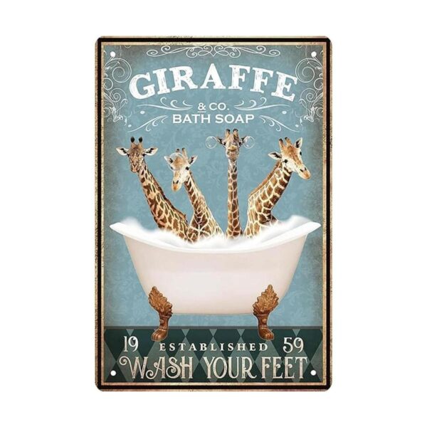 Divertida decoración de jirafa vintage para baño y bañera_1