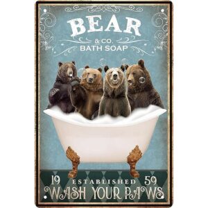 Divertida decoración de oso vintage para baño y bañera_1