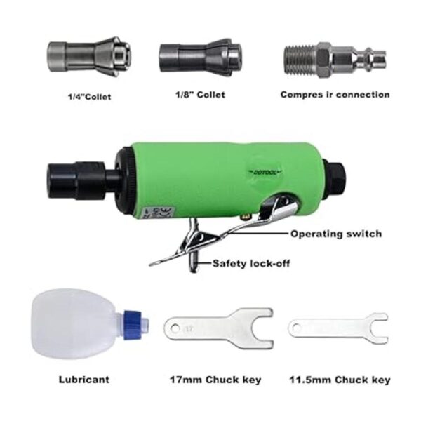 DOTOOL Kit de mini amoladora de aire de 14 de pulgada