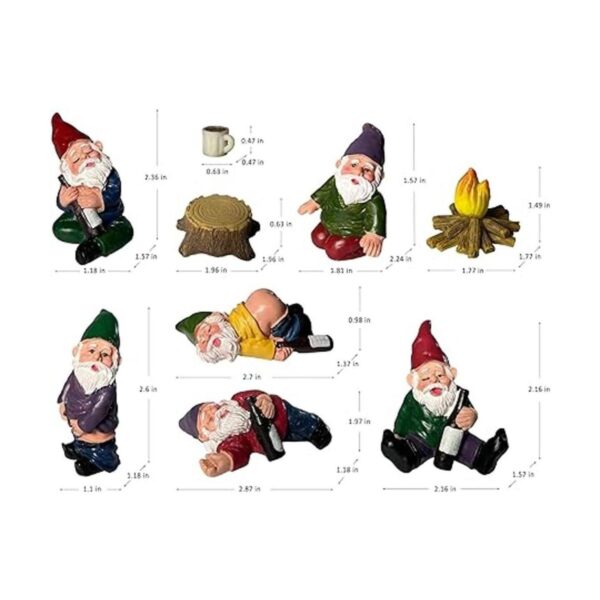 Juego de 9 gnomos en miniatura con fuego y muebles para_2