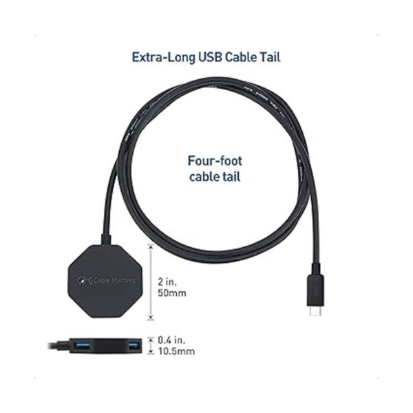 Cable Matters Ultra Mini Hub USB C de 4 puertos con cola_6
