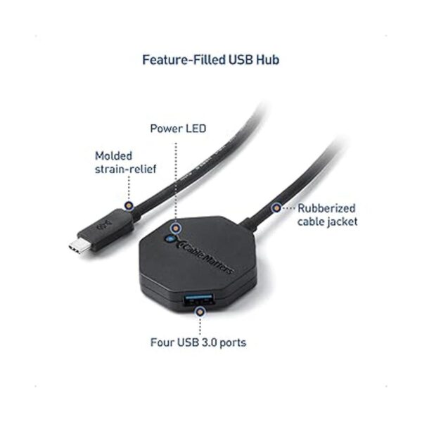 Cable Matters Ultra Mini Hub USB C de 4 puertos con cola_4