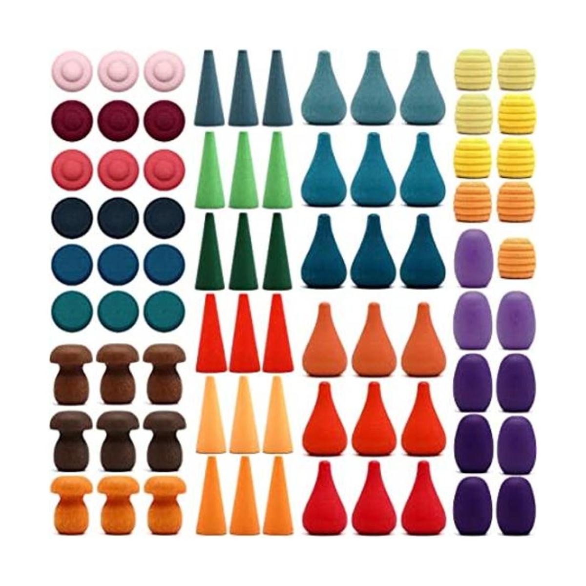 Juego grande de piezas sueltas de madera estilo arco iris