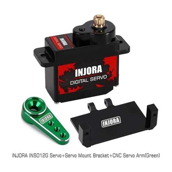 INJORA Servo digital RC 0.42 oz con soporte de metal 15T y