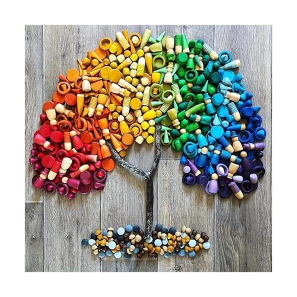 Juego grande de piezas sueltas de madera estilo arco iris_3