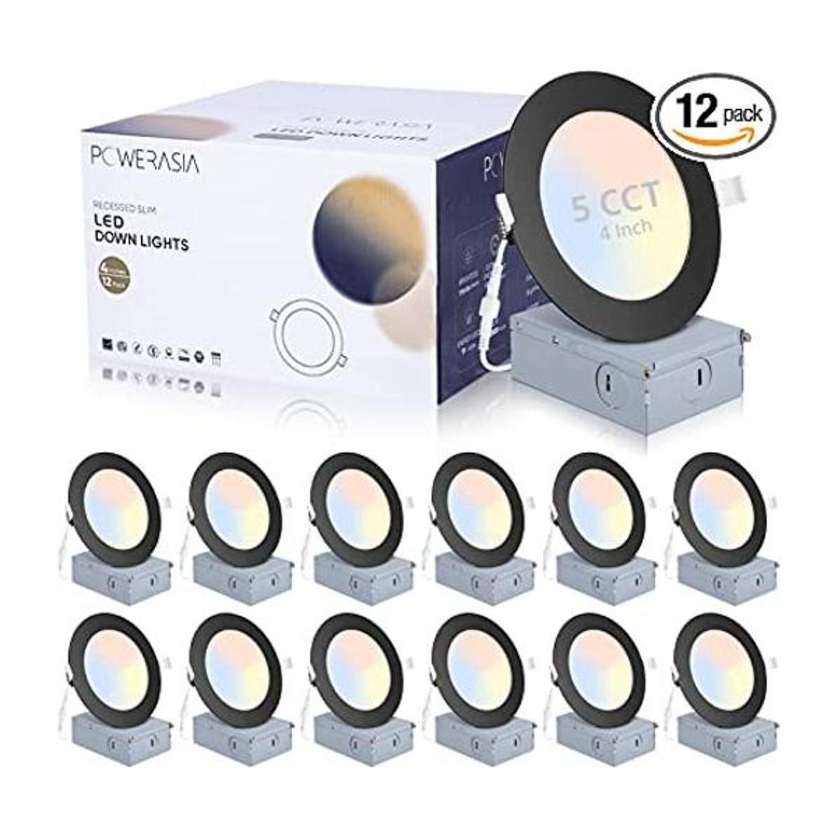 Paquete de 12 luces empotrables de 4 pulgadas con caja de