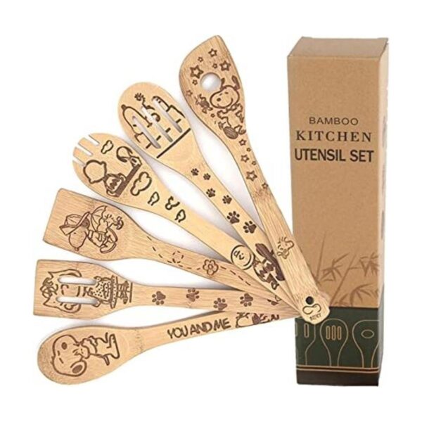 Bejky Juego de 6 cucharas de bambú de madera utensilios