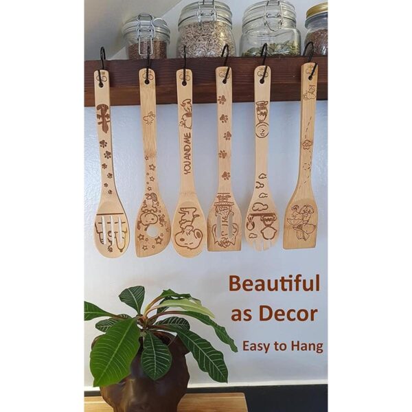 Bejky Juego de 6 cucharas de bambú de madera utensilios