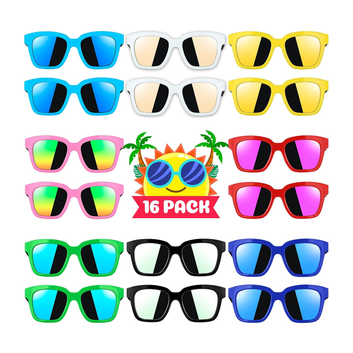 Gafas de sol para niños a granel paquete de 16 lentes de