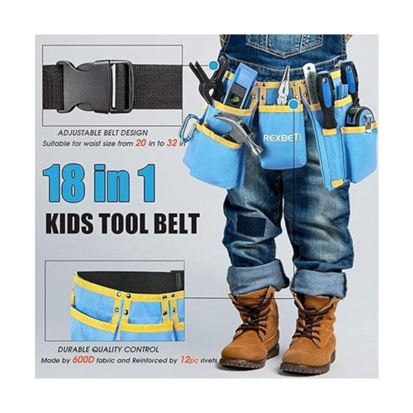 REXBETI Juego de herramientas de construcción joven azul