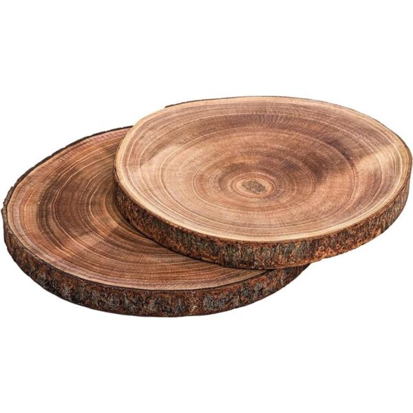 Nicunom Paquete de 2 rebanadas de madera natural grandes