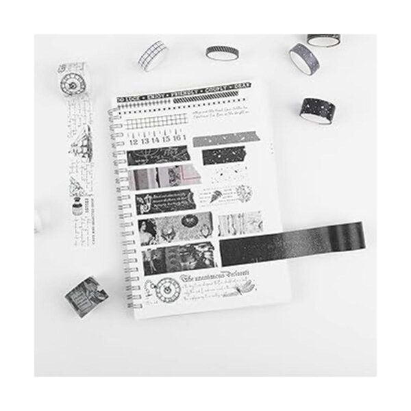 Dizdkizd Juego de cinta washi en blanco y negro 20 rollos