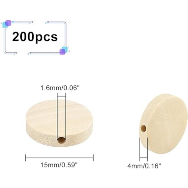 PH PandaHall 200 cuentas de madera redondas planas de_5