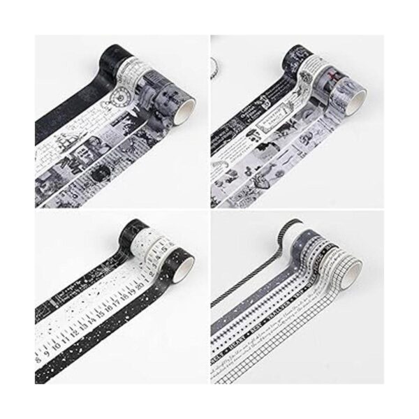 Dizdkizd Juego de cinta washi en blanco y negro 20 rollos