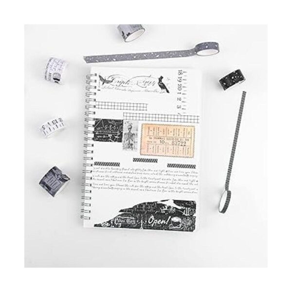 Dizdkizd Juego de cinta washi en blanco y negro 20 rollos