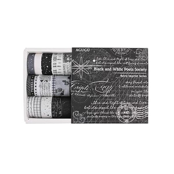 Dizdkizd Juego de cinta washi en blanco y negro 20 rollos