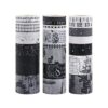 Dizdkizd Juego de cinta washi en blanco y negro 20 rollos