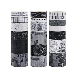 Dizdkizd Juego de cinta washi en blanco y negro 20 rollos