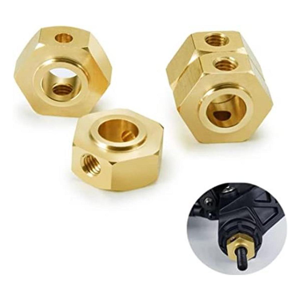 RCLIONS 4 cubos hexagonales de latón para ruedas RC de