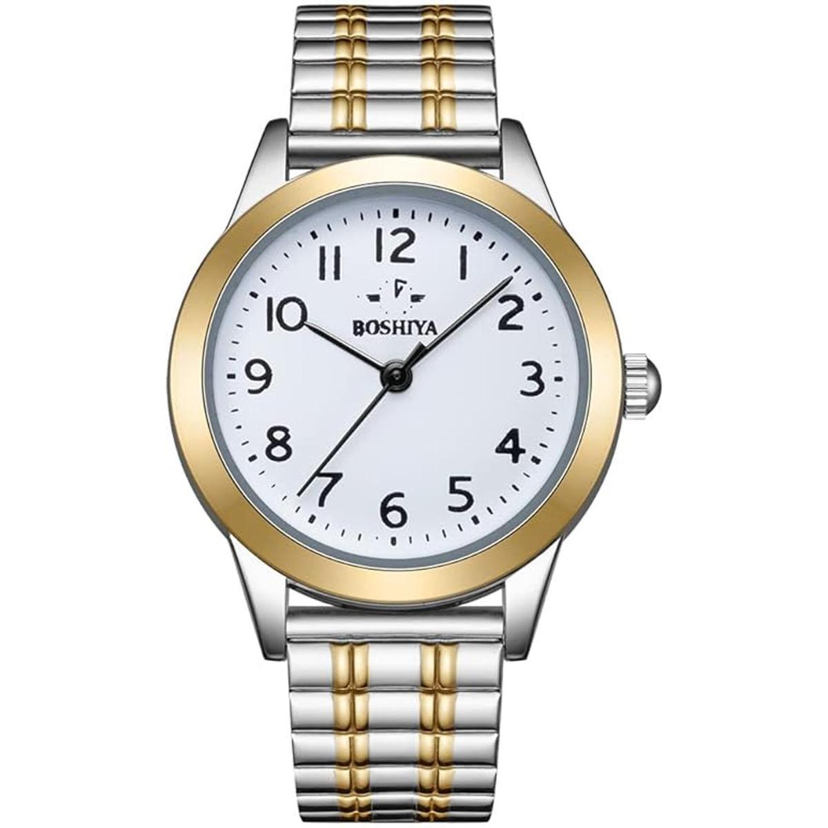 Boshiya Reloj para mujer con banda elástica Easy Reader de