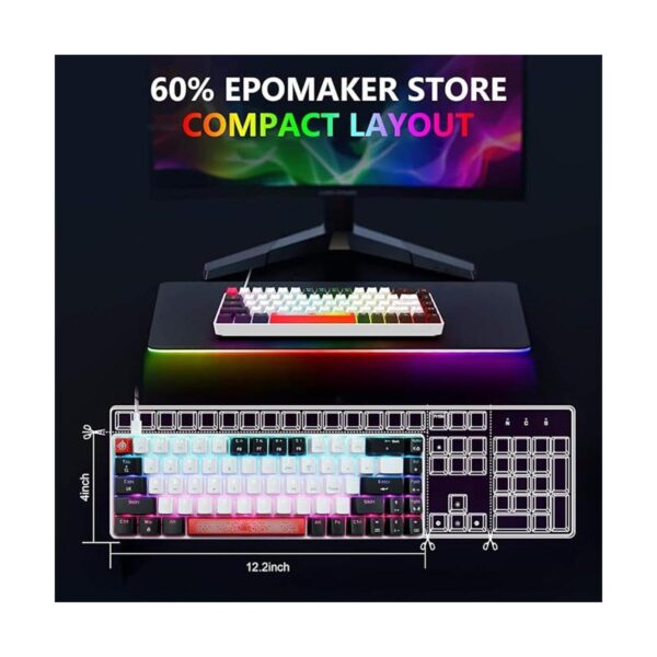 Teclado portátil 60 mecánico para juegos retroiluminado