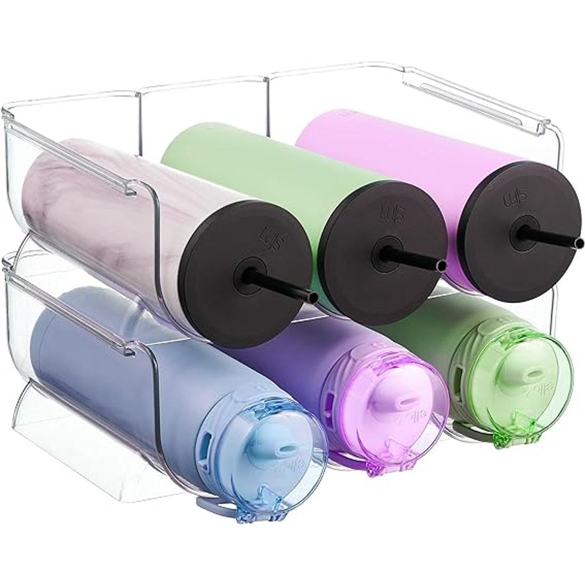 Paquete de 2 soportes apilables de plástico para botellas