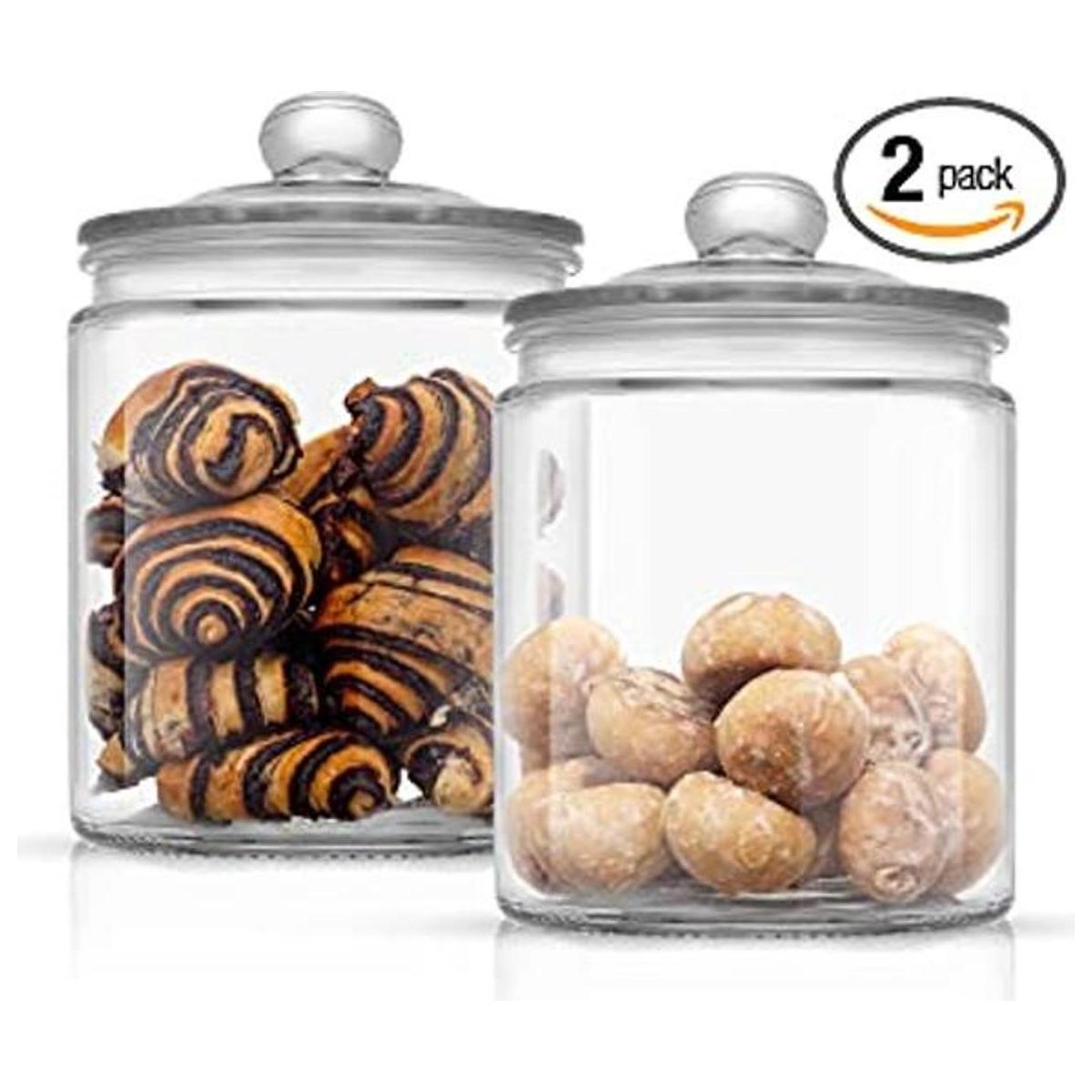 JoyJolt Tarro de galletas elegante. 2 tarros de vidrio