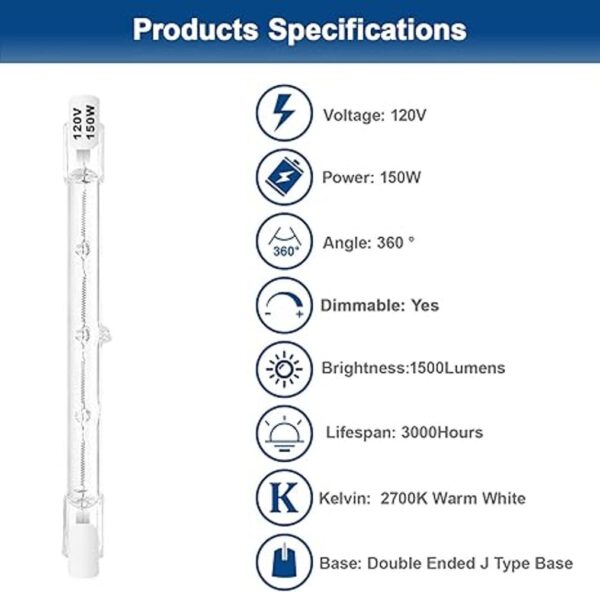 R7S Bombillas halógenas de 150 W regulables 120 V_3