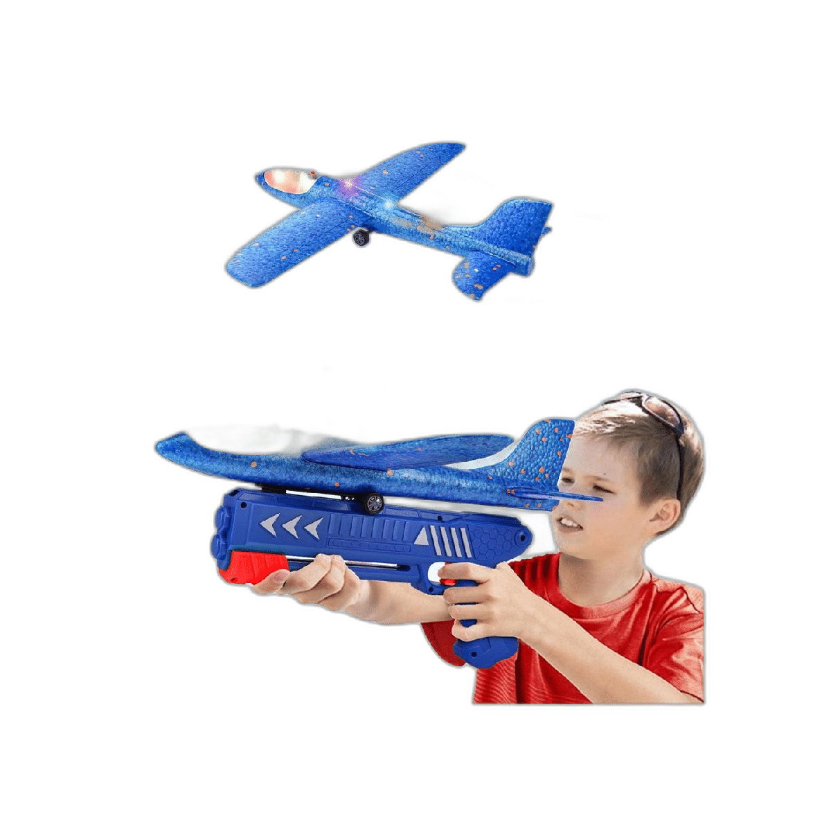 Paquete de 3 juguetes lanzadores de aviones avión LED de