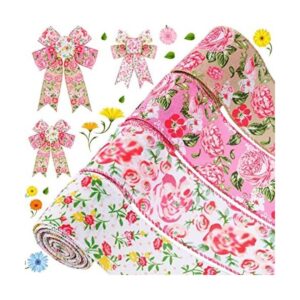Cinta floral 4 rollos de cinta con borde con alambre