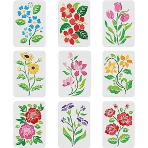 FINGERINSPIRE 9 plantillas de flores para pintar de 11.7 x_1