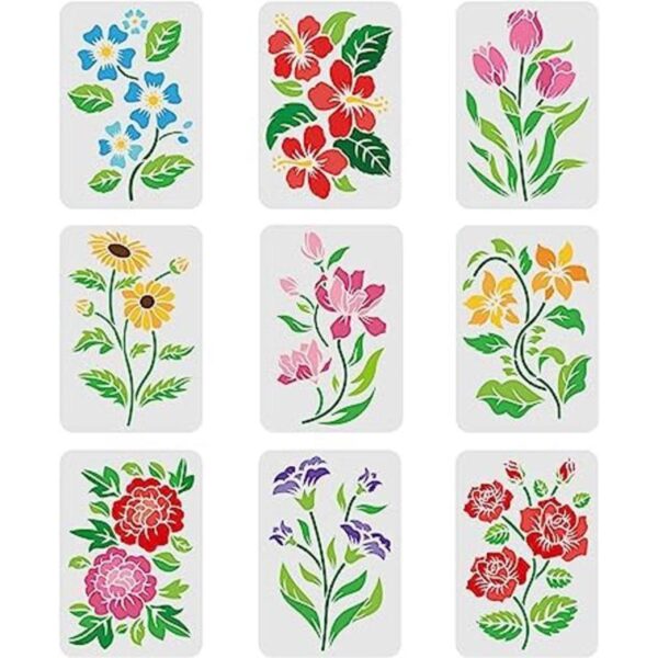 FINGERINSPIRE 9 plantillas de flores para pintar de 11.7 x_1