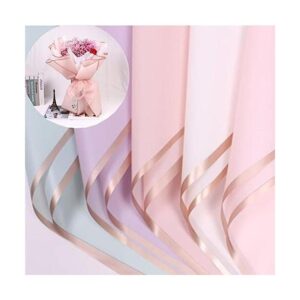 OUKEYI Papel de regalo floral impermeable con borde dorado_1
