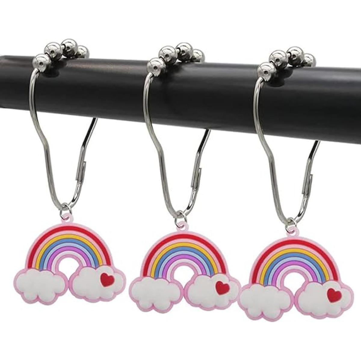 Decorative Rainbow Shower Curtain Hooks for Kids Bathroom