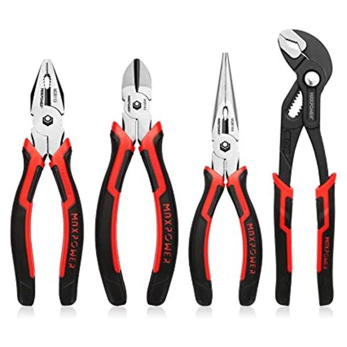 MAXPOWER Juego de 4 alicates Lineman de 8 pulgadas