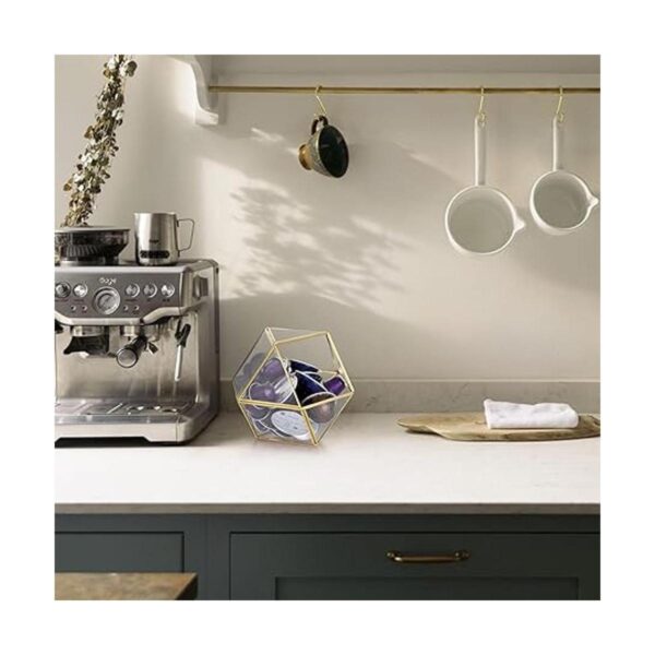 ELLDOO Soporte para cápsulas de café de vidrio dorado