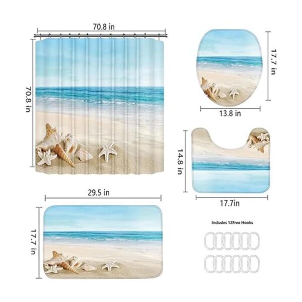 Juego de 4 cortinas de ducha de verano para playa
