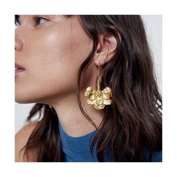 Pendientes de flores para mujer aretes de pétalos de_3