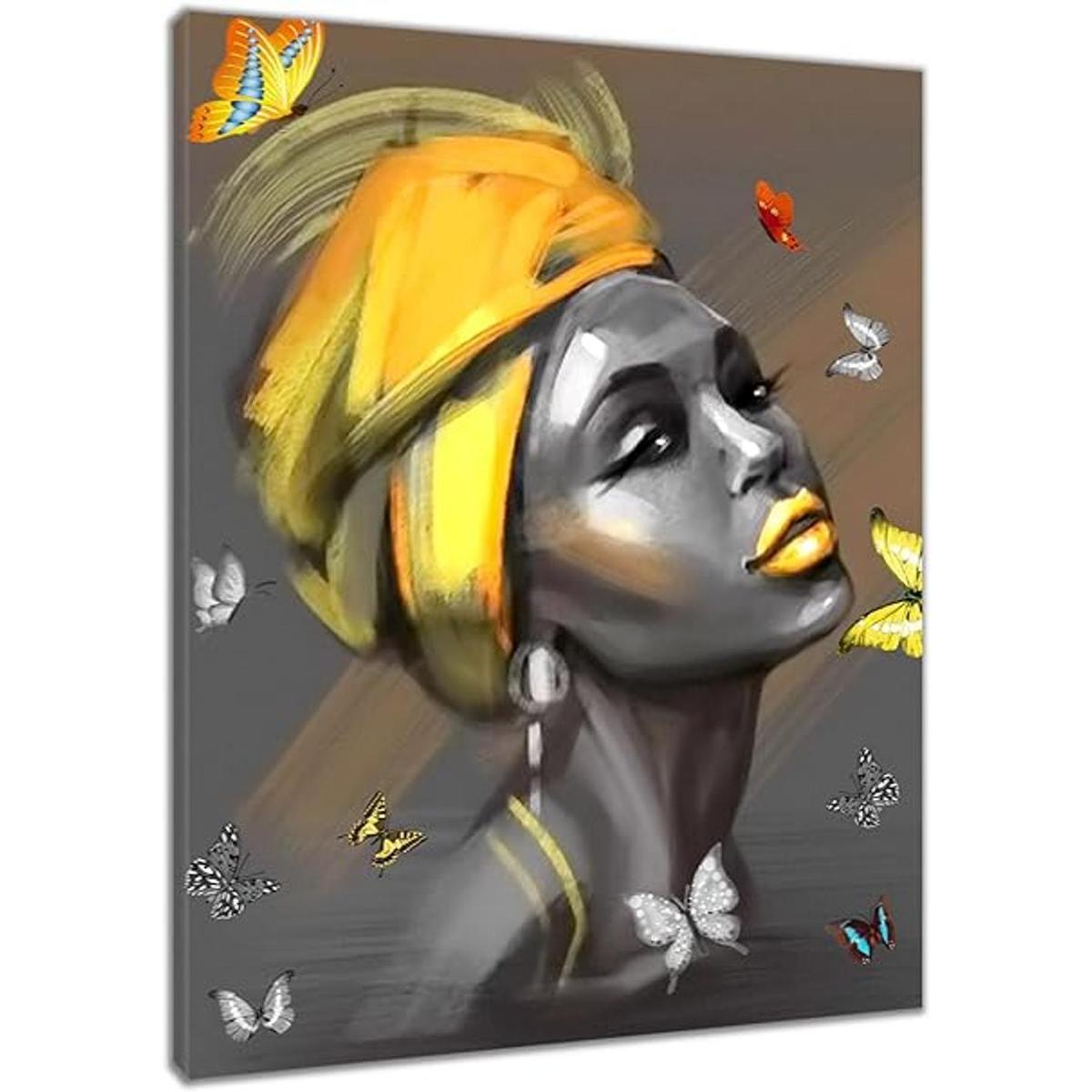 LB Lienzo africano para pared diseño de mujer americana