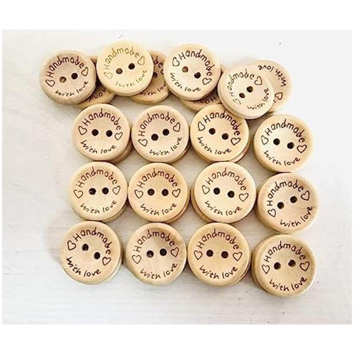 Mefuny 100 botones de madera hechos a mano con amor forma