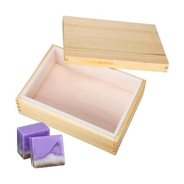 Molde rectangular de silicona para jabón con caja y tapa