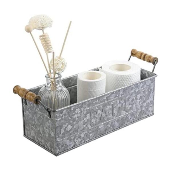 MyGift Cesta de almacenamiento rectangular de metal_1